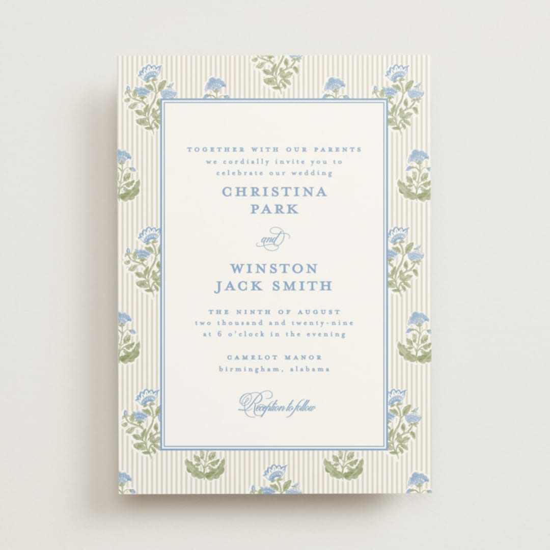 "Patterned florals" - Wedding Invitations in Powder by Creo Study - Front