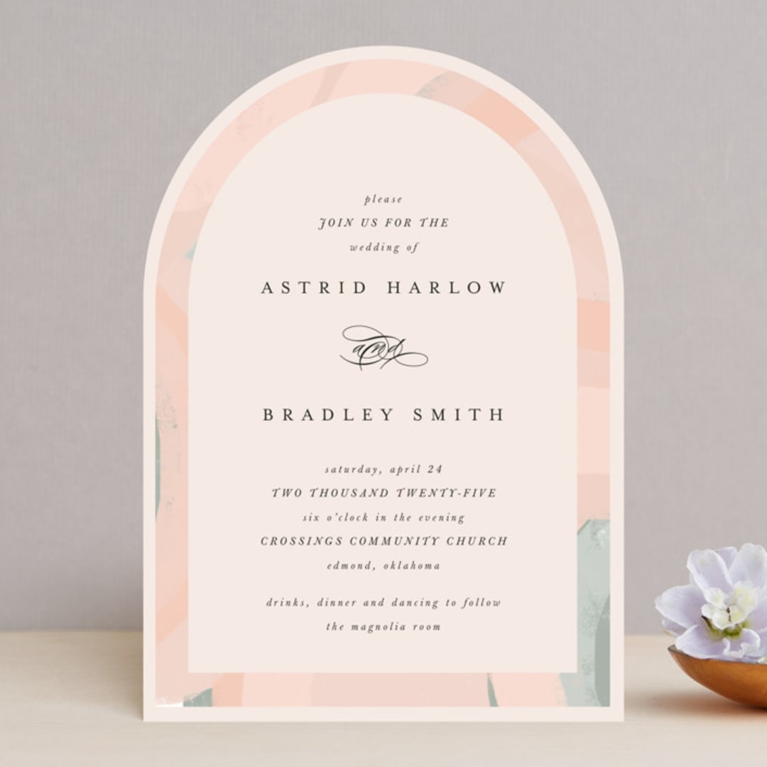 "Marbled Arch" - Wedding Invitations in Peach by Anna Elder - Front