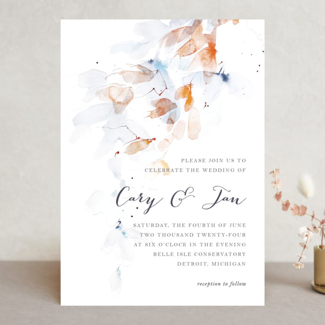 "Petale" - Wedding Invitations in Blush by Kelly Ventura - Front