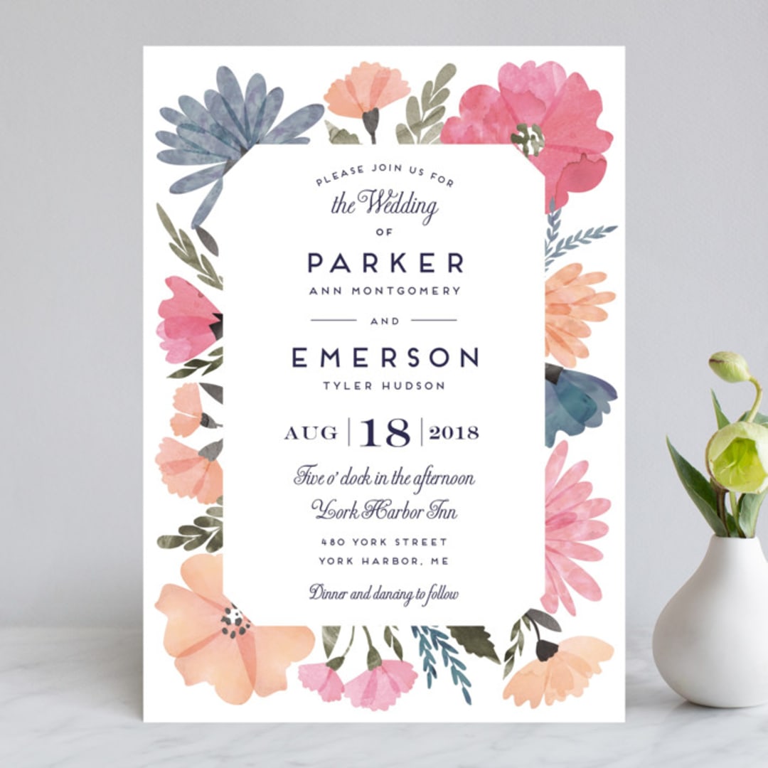 "Romantic Watercolor Flora" - Wedding Invitations in Dhalia by Petra Kern - Front