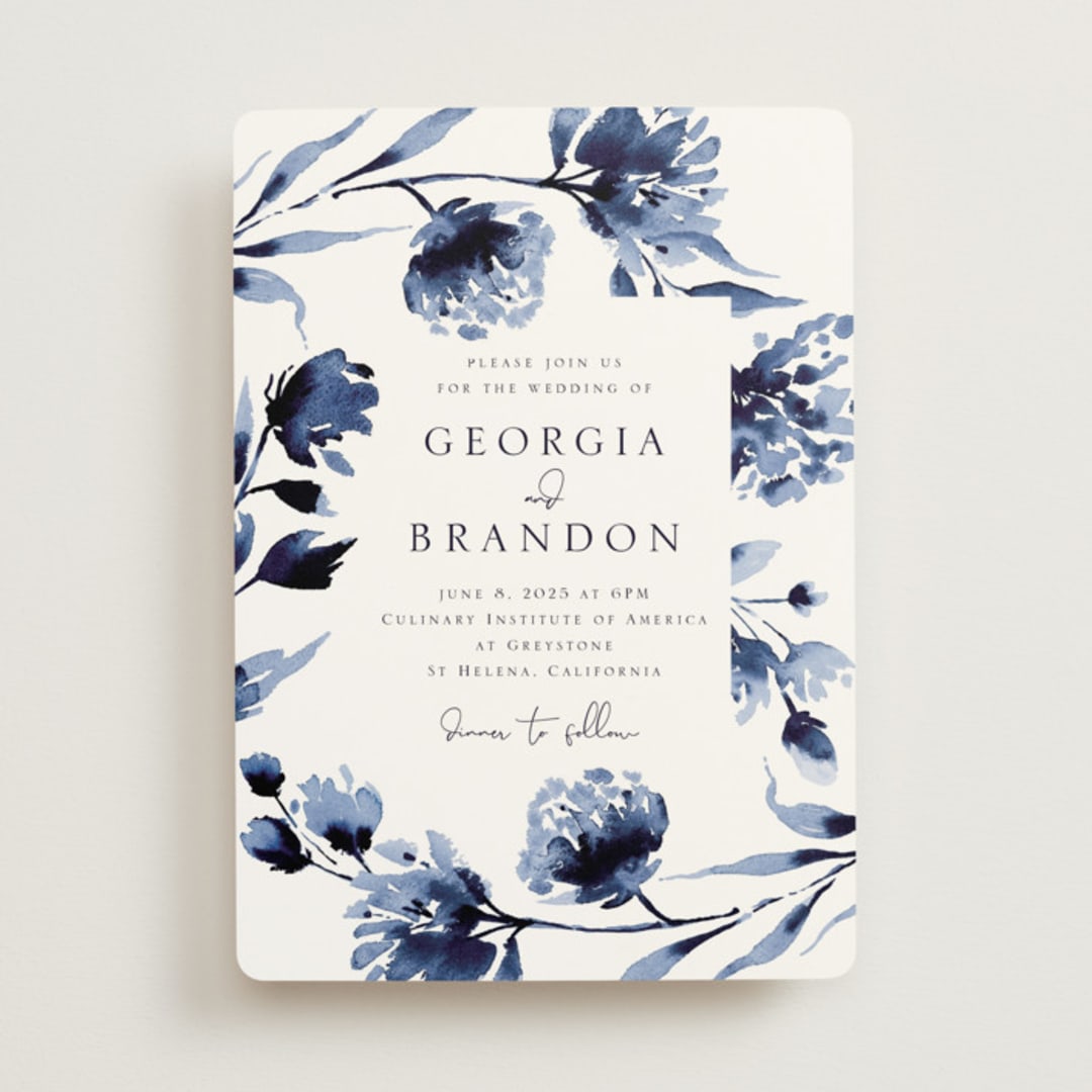 "A Wedding Watercolor" - Wedding Invitations in Cornflower by Chris Griffith - Front