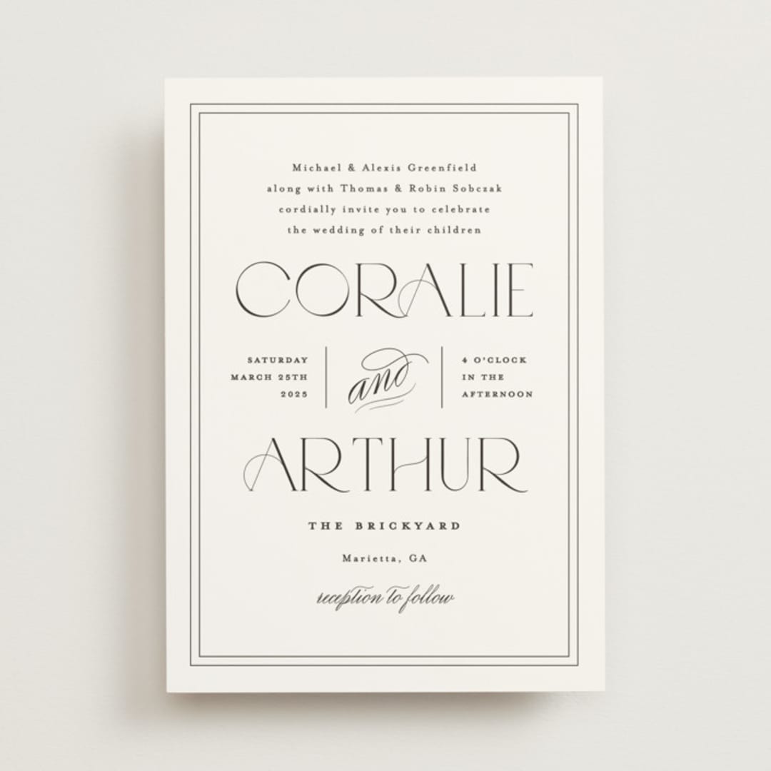 "Arcadia" - Wedding Invitations in Noir by Olivia Raufman - Front