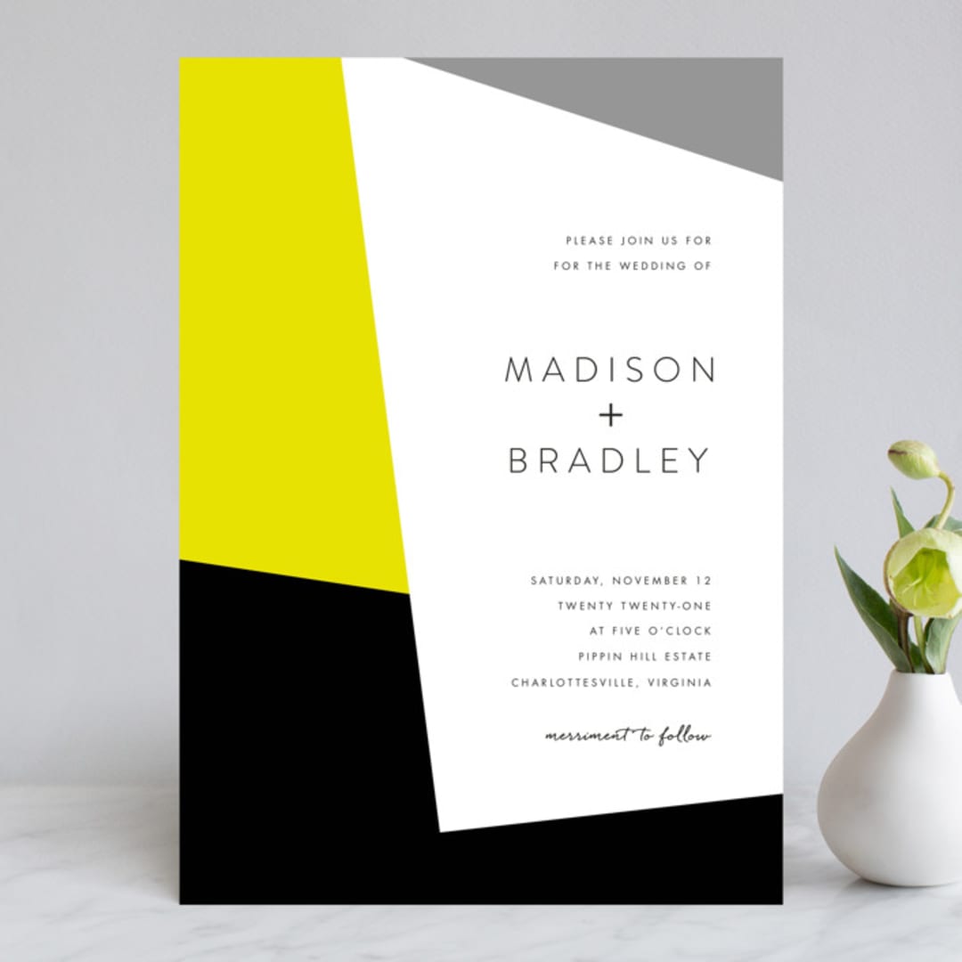 "Metropolitan Romance" - Wedding Invitations in Daffodil by Makewells - Front