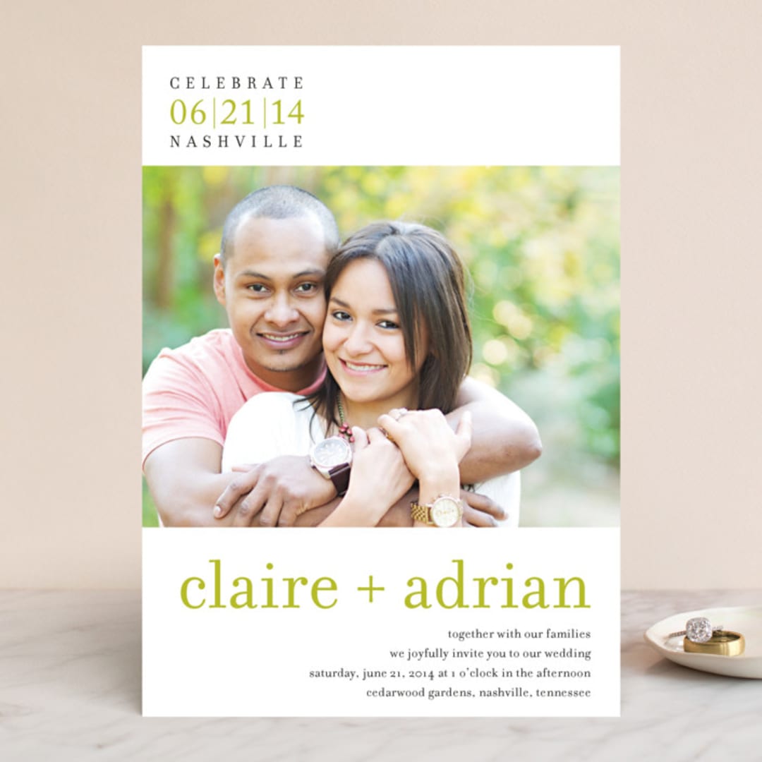 "float + celebrate" - Wedding Invitations in Celery by Float Paperie - Front