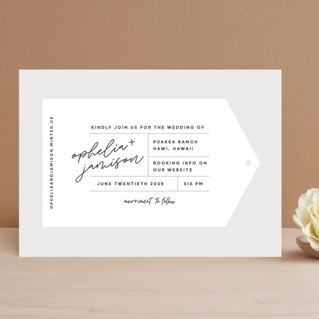 "Destination" - Wedding Invitations in Mist by Lori Wemple - Front
