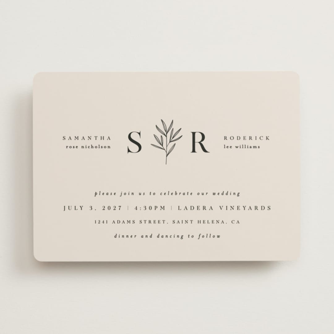 "Italia" - Wedding Invitations in Taupe by Kelly Schmidt - Front