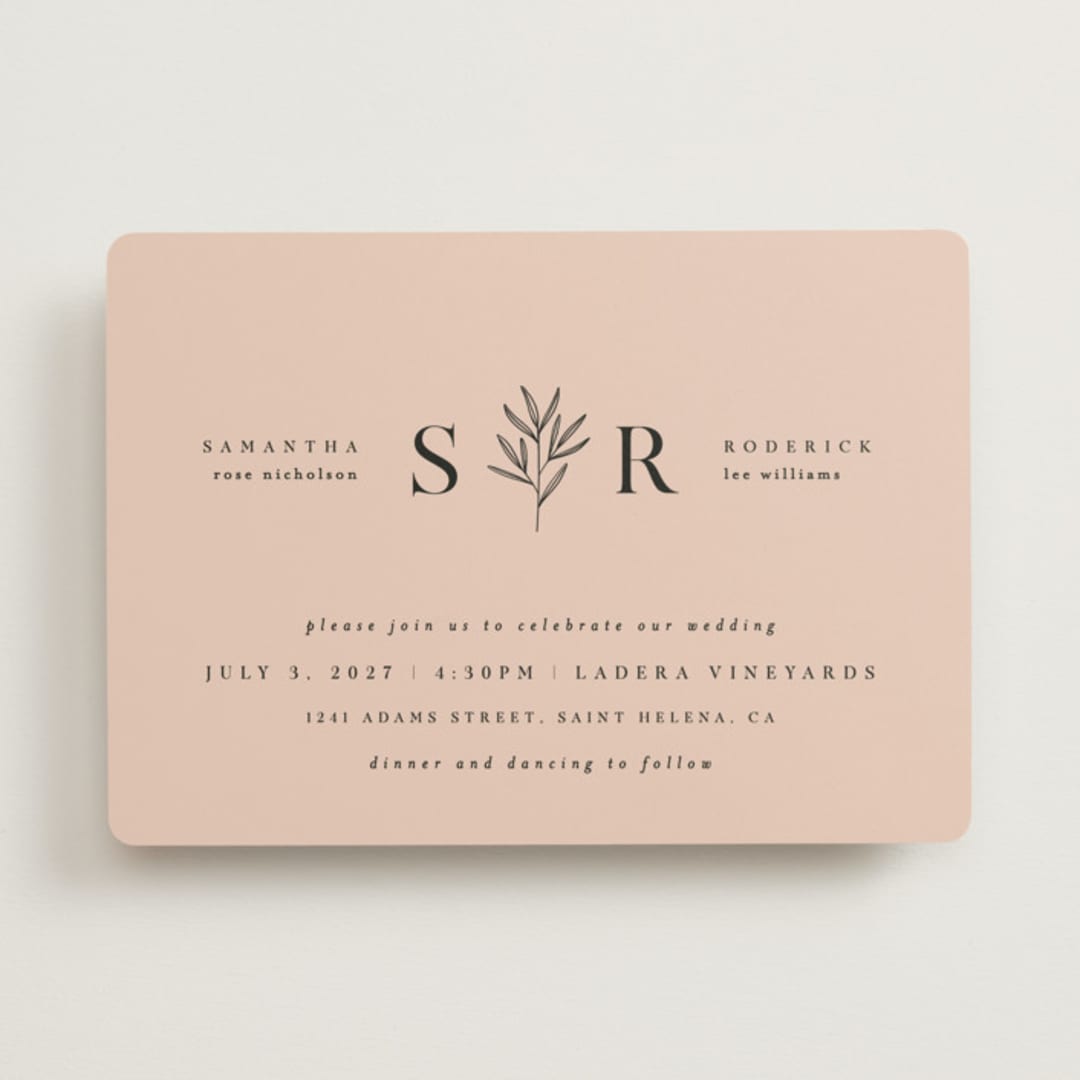 "Italia" - Wedding Invitations in Blush by Kelly Schmidt - Front