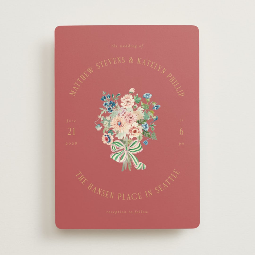 "Ruban en Fleur" - Wedding Invitations in Rose by Itsy Belle Studio - Front