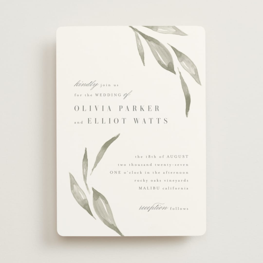 "Whispered Leaves" - Wedding Invitations in Leaf by Kristie Kern - Front