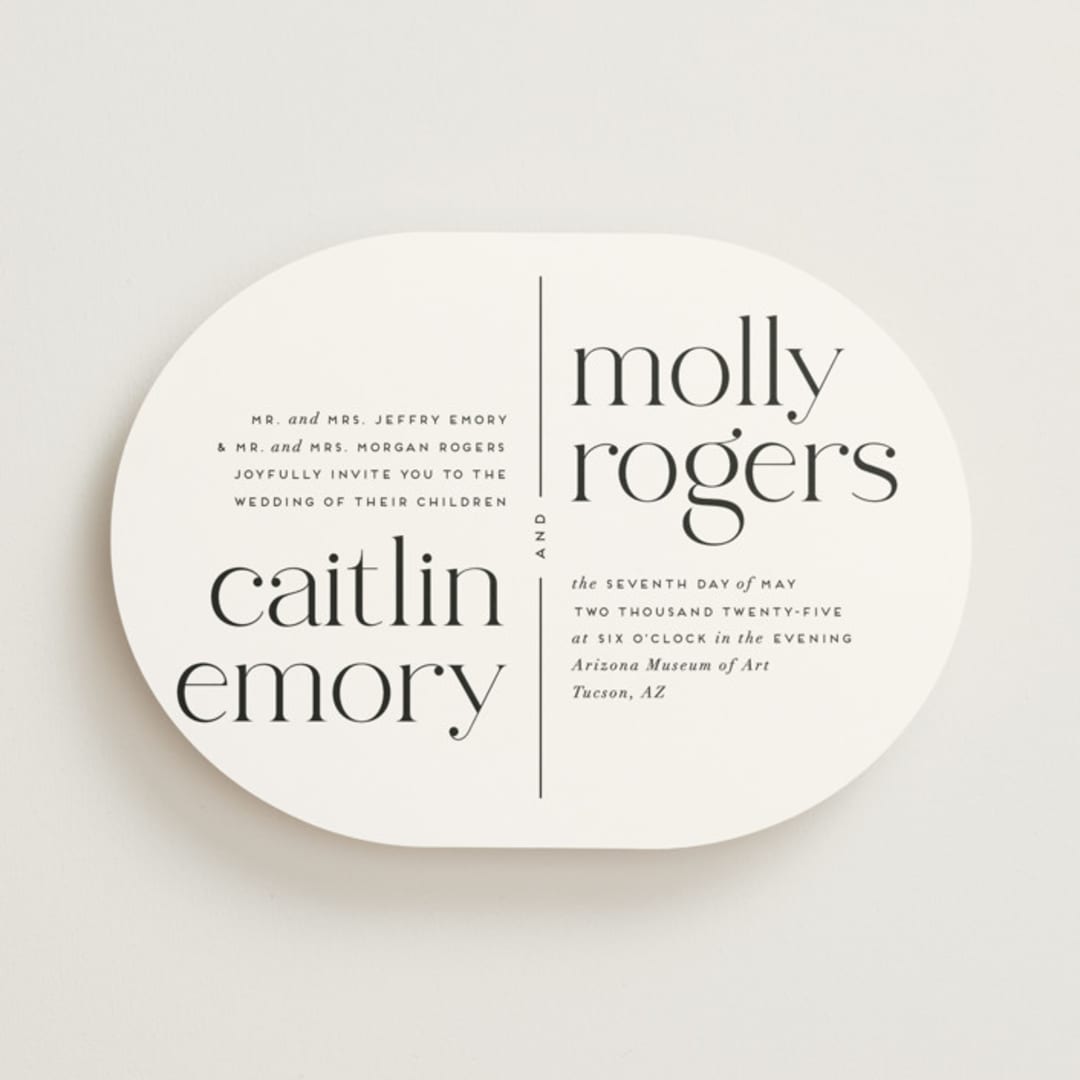 "Split Line" - Wedding Invitations in Black Tie by Amy Payne - Front