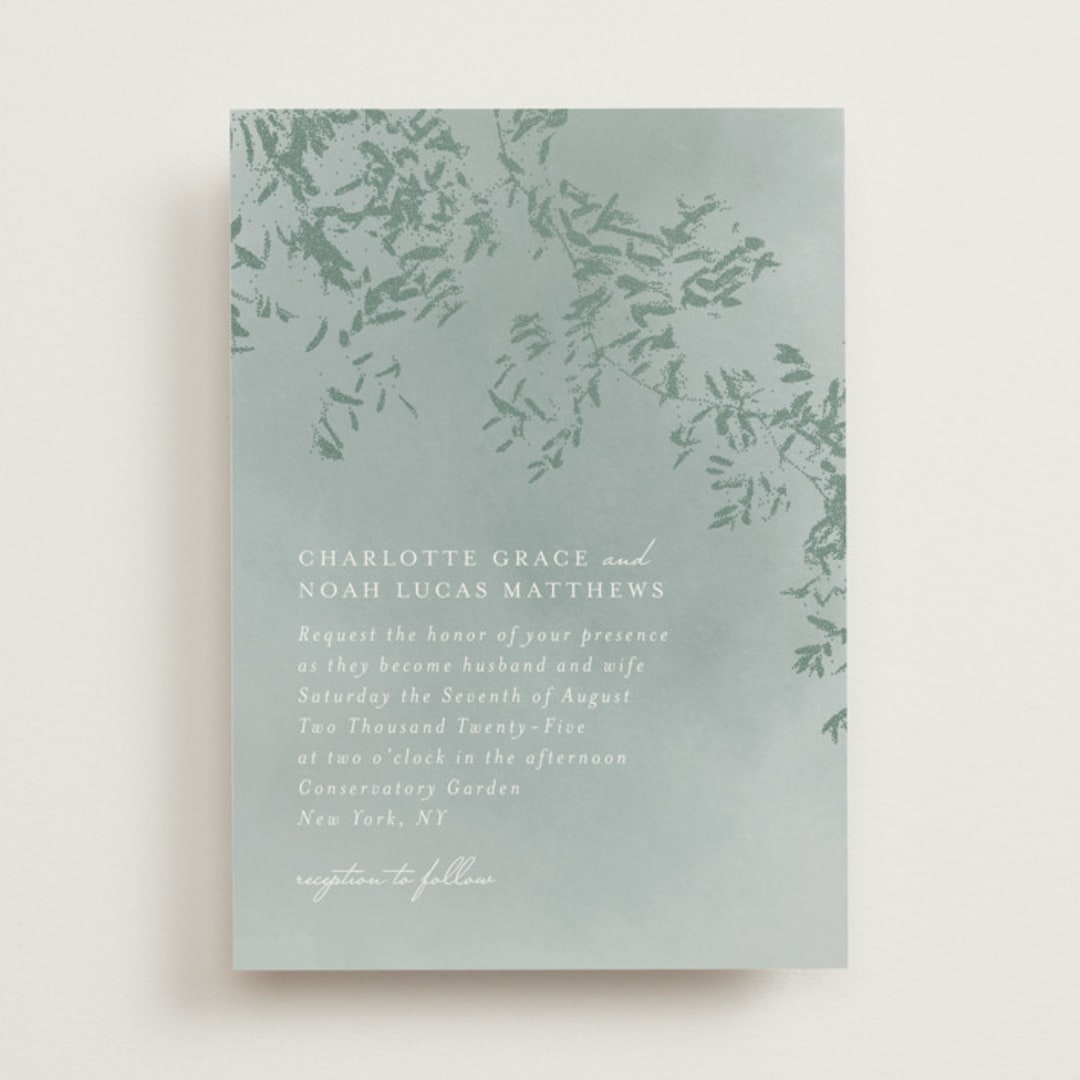 "Cascading Vine" - Wedding Invitations in Mist by Design Lotus - Front