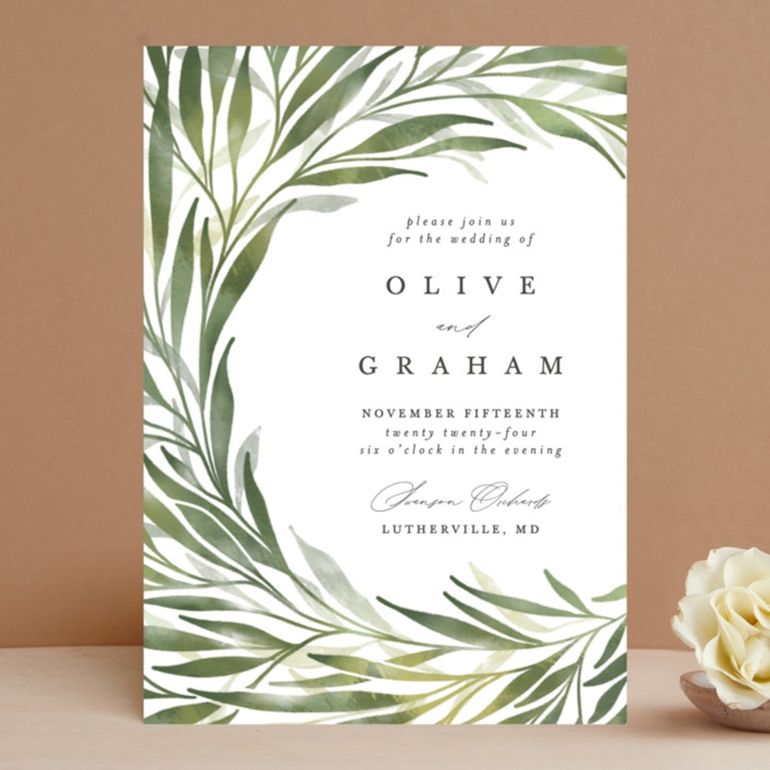 "Orchard" - Wedding Invitations in Laurel Bough by Erin L. Wilson - Front