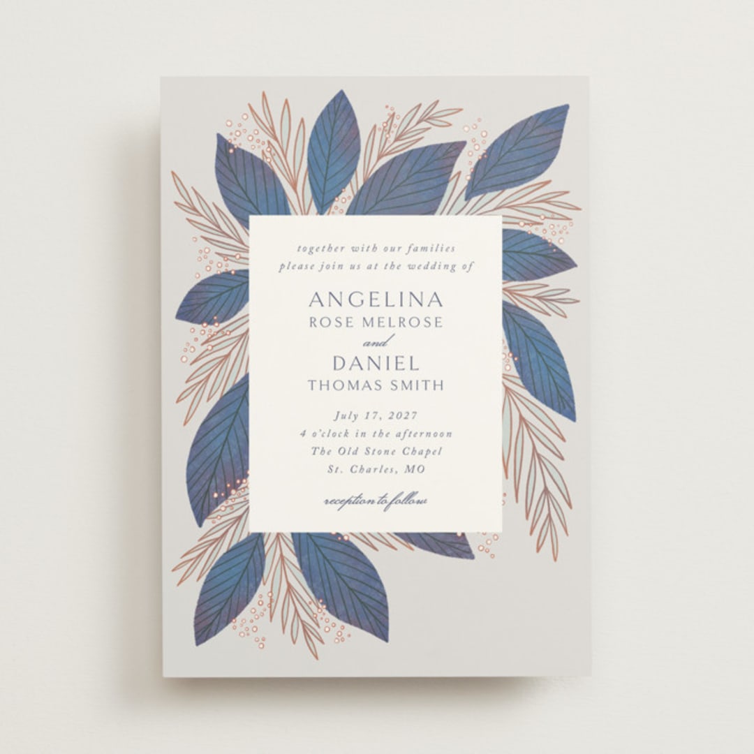 "Bouquet" - Wedding Invitations in Cobalt by Jen Owens - Front