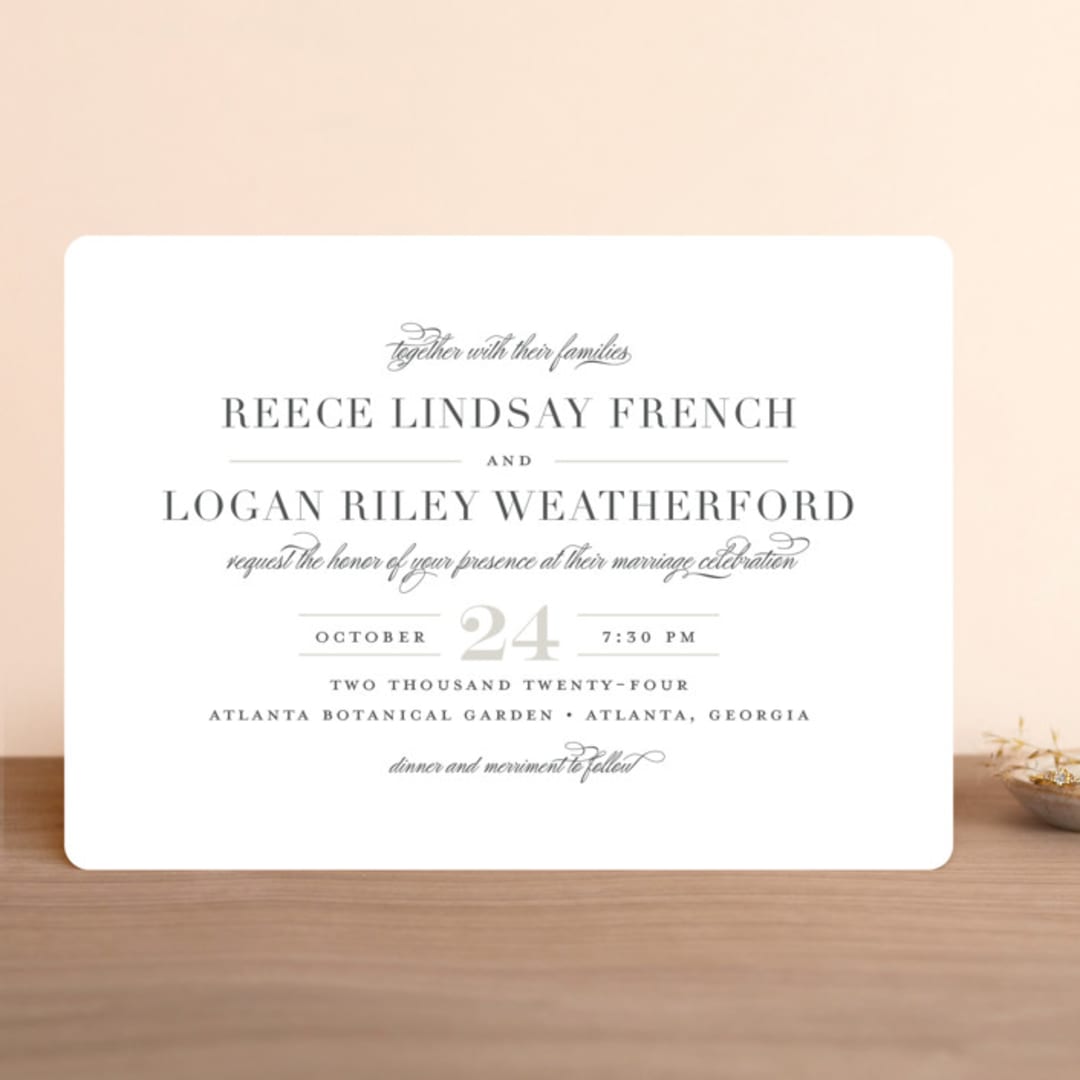 "Classical" - Wedding Invitations in Taupe by Jessica Williams - Front