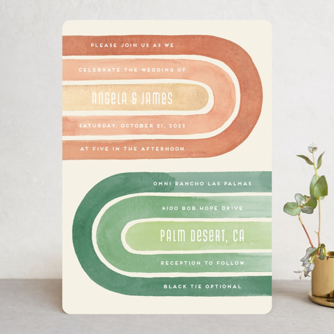 "Double Rainbow" - Wedding Invitations in Cactus by Pink House Press - Front