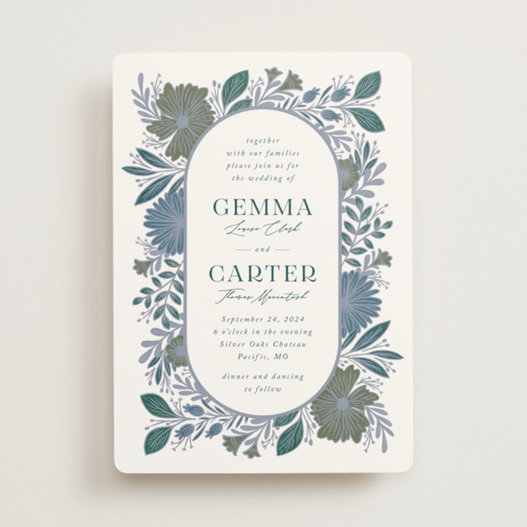 "Flourish" - Wedding Invitations in Bluemoon by Jen Owens - Front