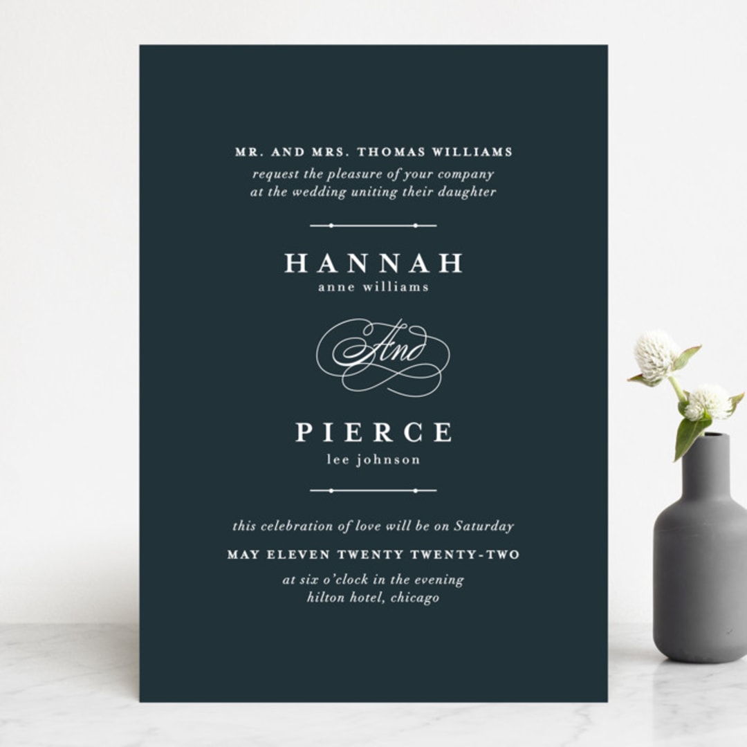 "Traditional" - Wedding Invitations in Navy by lena barakat - Front