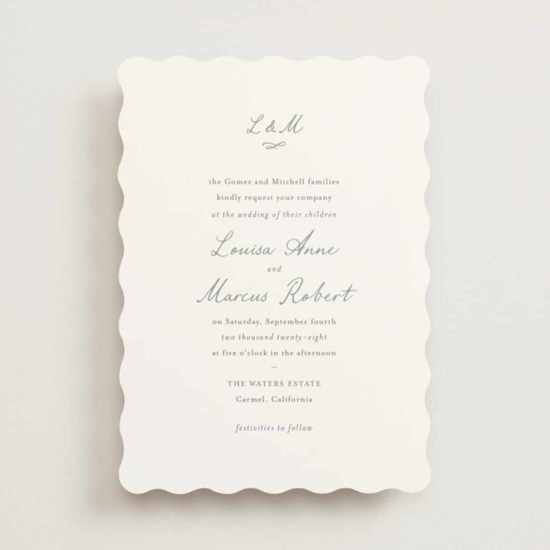 "signature monogram" - Wedding Invitations in Sage by Sara Hicks Malone - Front