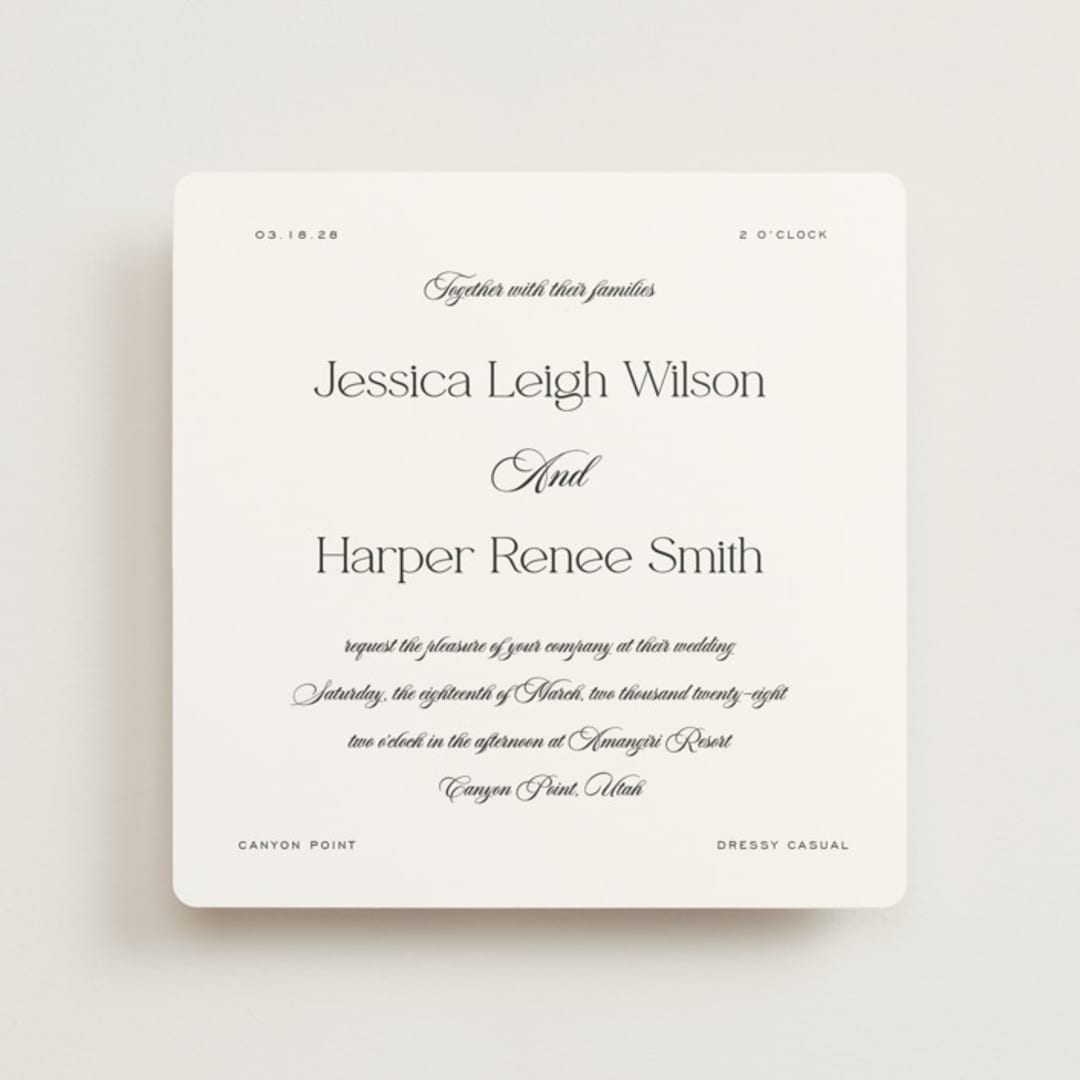 "Modern Romance" - Wedding Invitations in Obsidian by Jennifer Postorino - Front