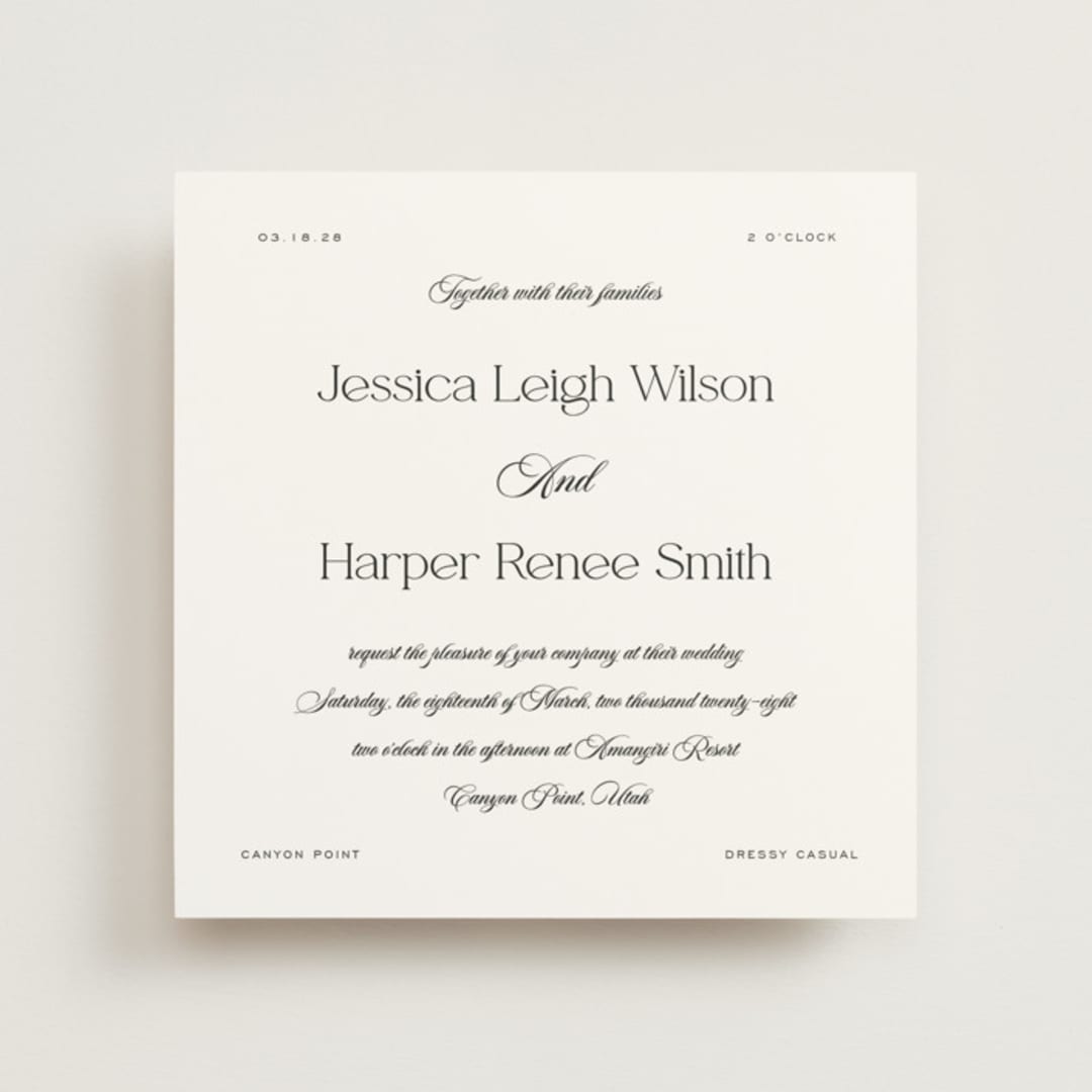 "Modern Romance" - Wedding Invitations in Obsidian by Jennifer Postorino - Front