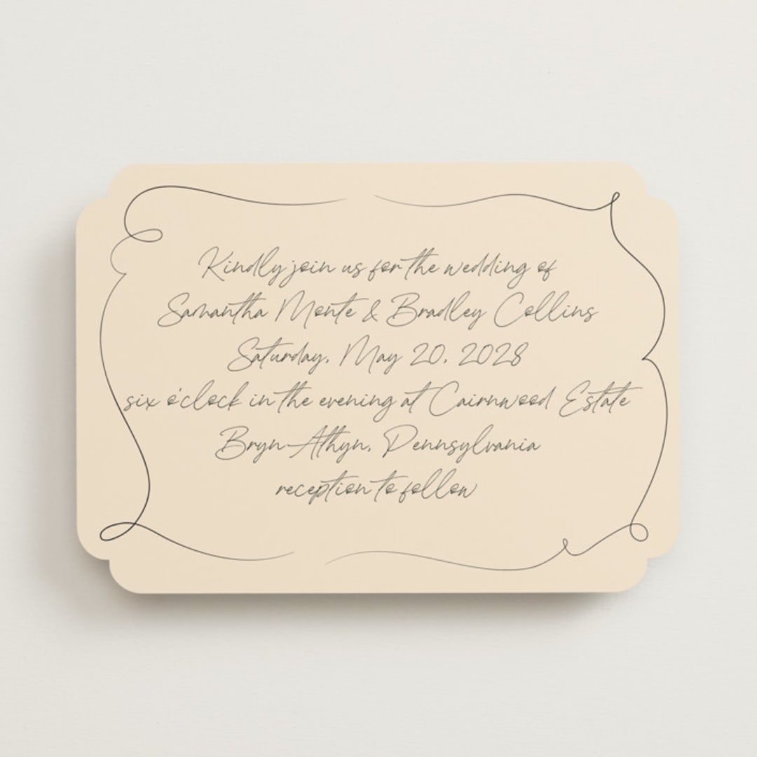 "French Whimsy Script" - Wedding Invitations in Champagne by Wallace Design Co. - Front