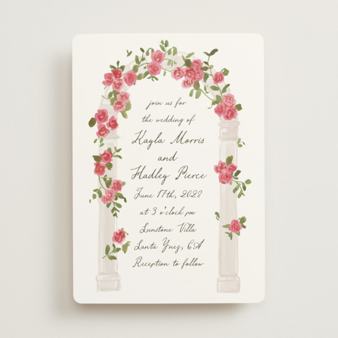 "Villa" - Wedding Invitations in Azalea by Everett Paper Goods - Front