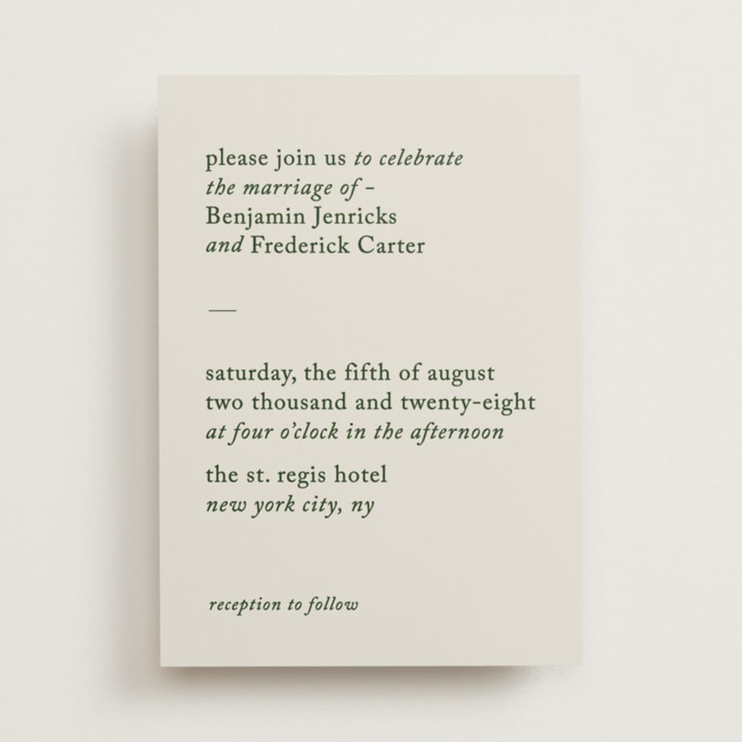 "Editorial" - Wedding Invitations in Forest by Bethan - Front