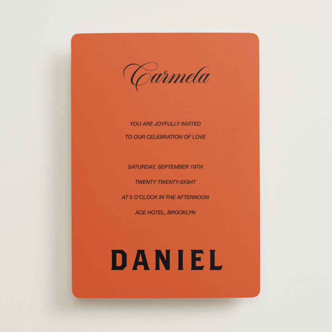 "Bold and Demure" - Wedding Invitations in Amaro by Studio Suku - Front