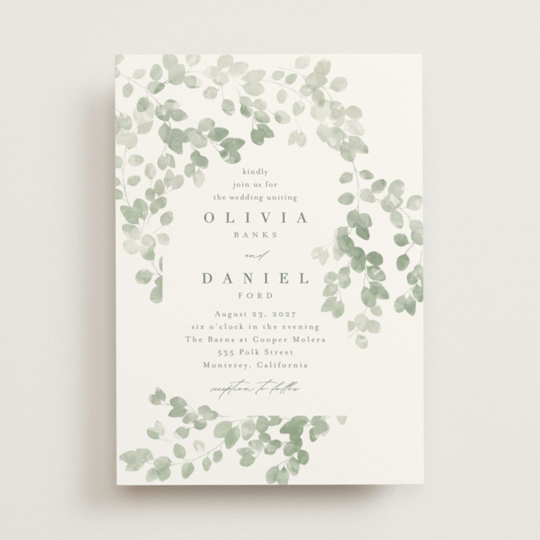 "Vining" - Wedding Invitations in Eucalyptus by Kristie Kern - Front