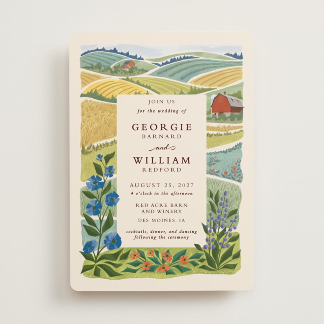 "Farm and Field" - Wedding Invitations in Grass by Paper Sun Studio - Front