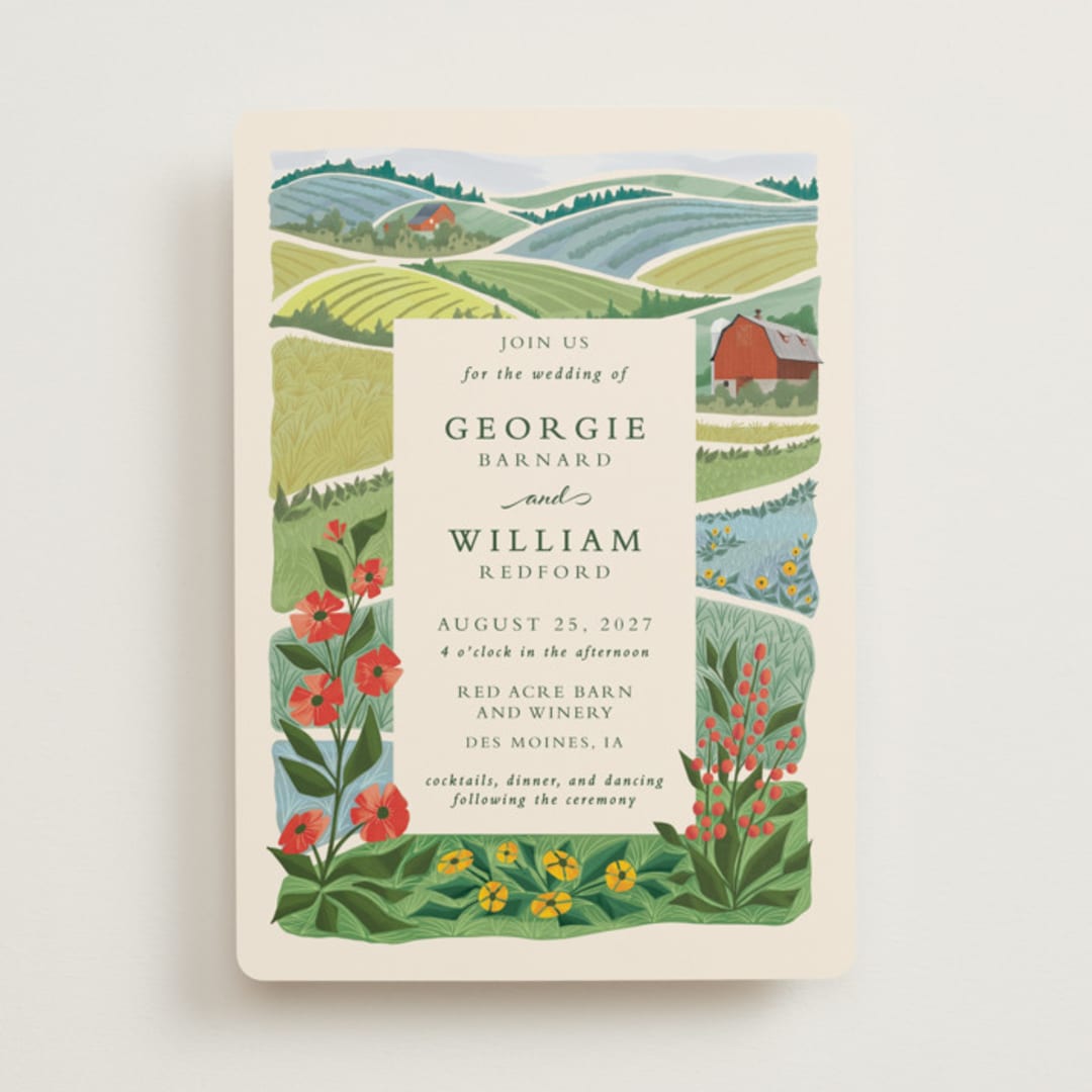 "Farm and Field" - Wedding Invitations in Barn by Paper Sun Studio - Front