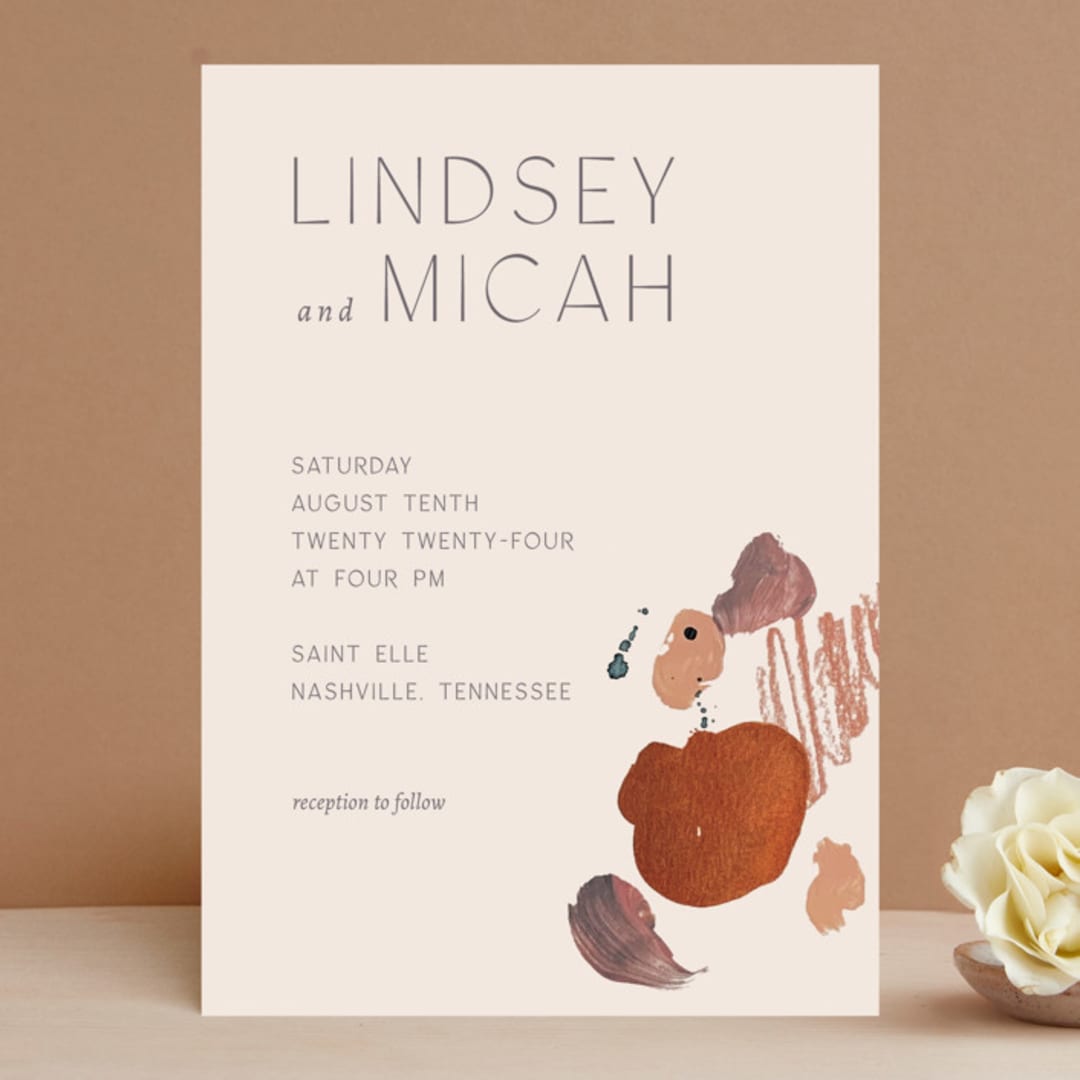 "Painted Sands" - Wedding Invitations in Terracotta by Chelsea Petaja - Front
