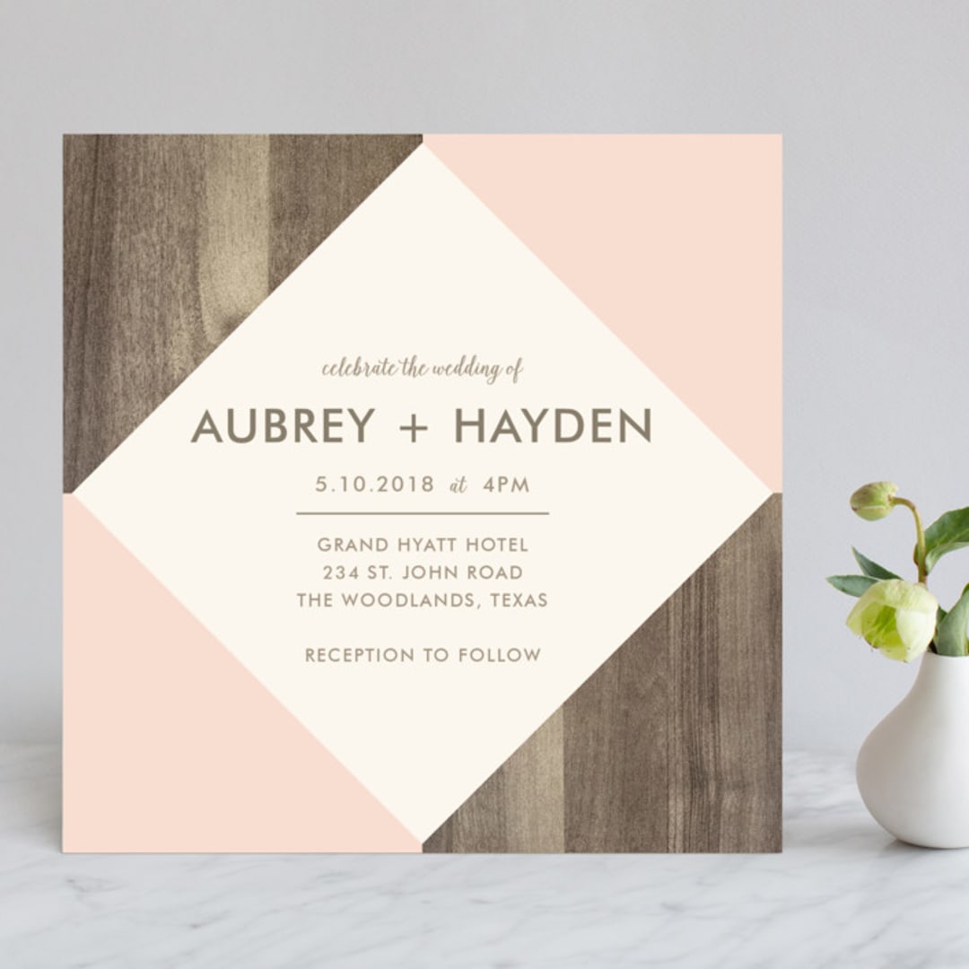 "Modern Barn Wood" - Wedding Invitations in Rose by Hanna M - Front
