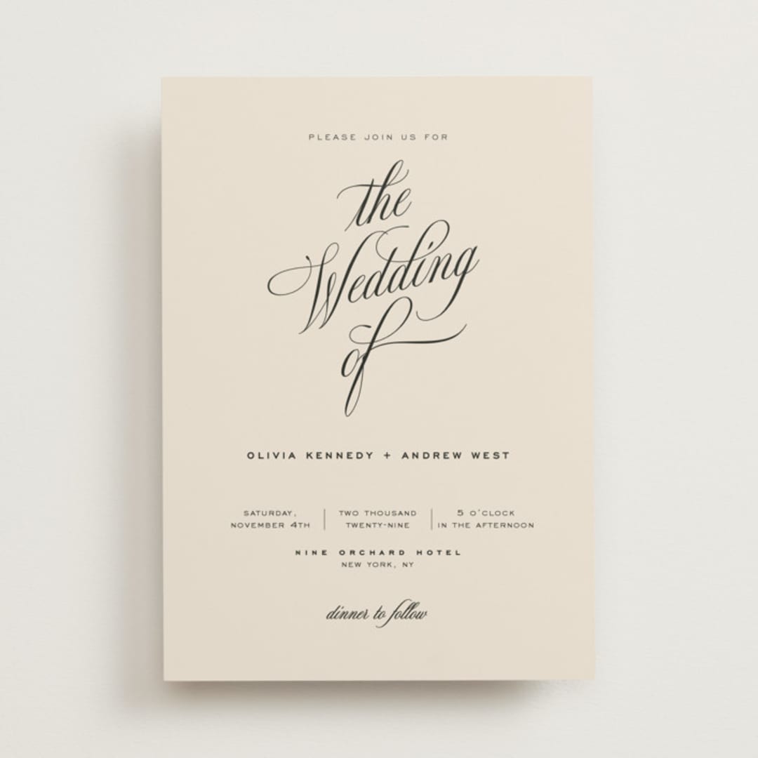 "Modern Romance" - Wedding Invitations in Almond by Eric Clegg - Front