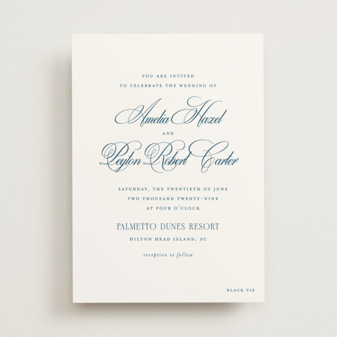 "Hilton" - Wedding Invitations in Ocean by Kelly Schmidt - Front