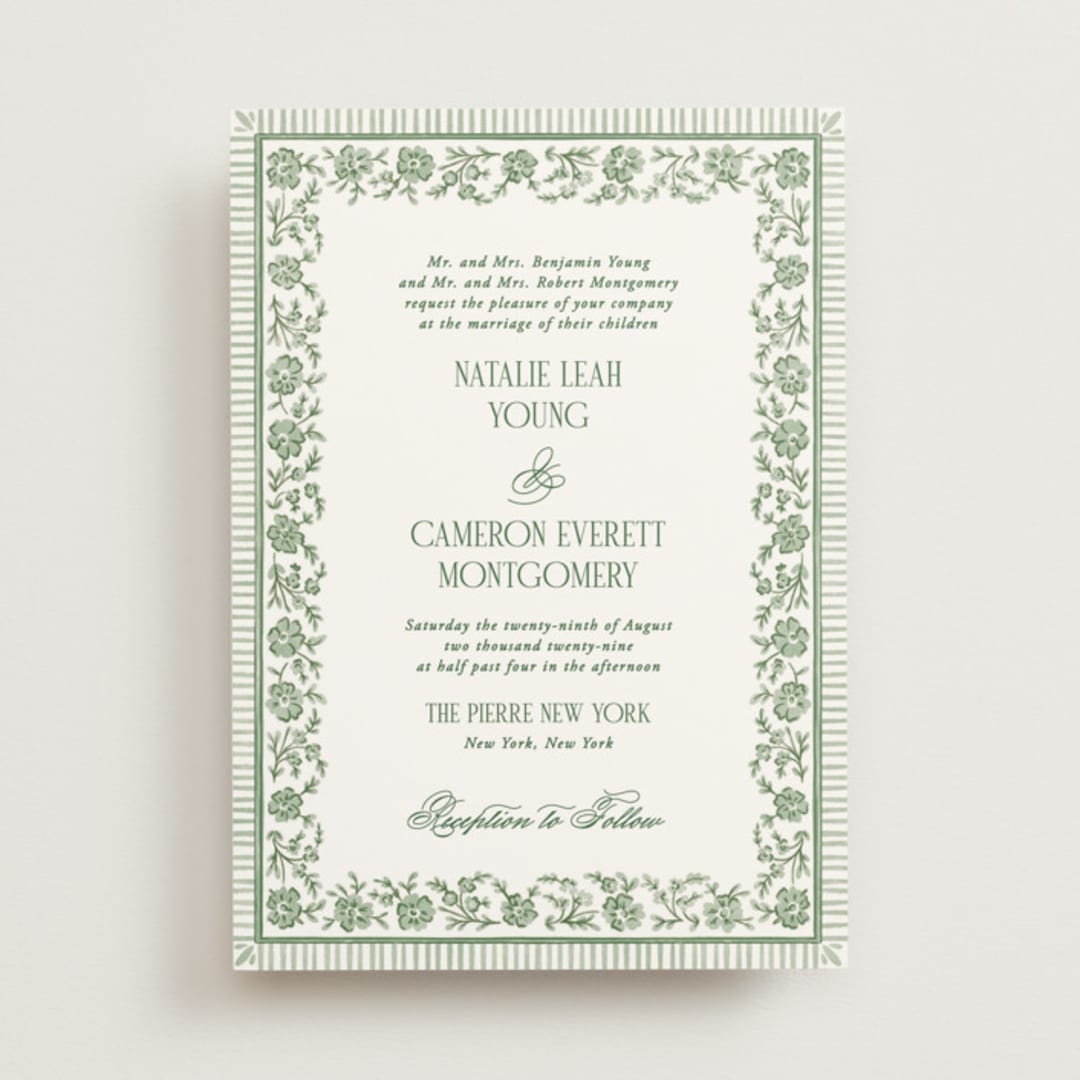 "Embroidered" - Customizable Wedding Invitations in Blue by Jenna Holcomb.