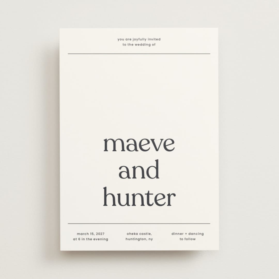 "Memo" - Wedding Invitations in Charcoal by Blustery August - Front