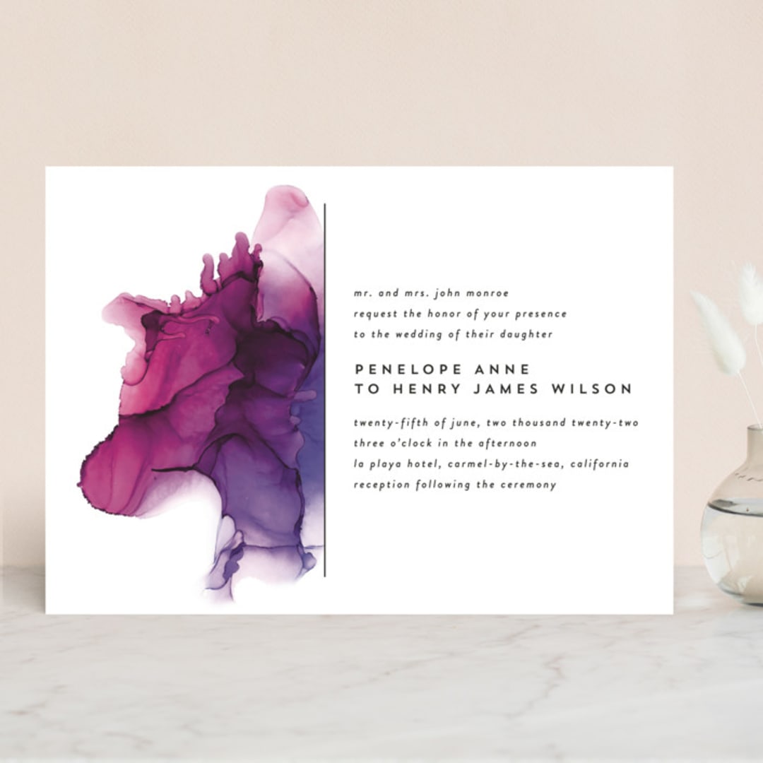 "saturated" - Wedding Invitations in Plum by Erin Deegan - Front