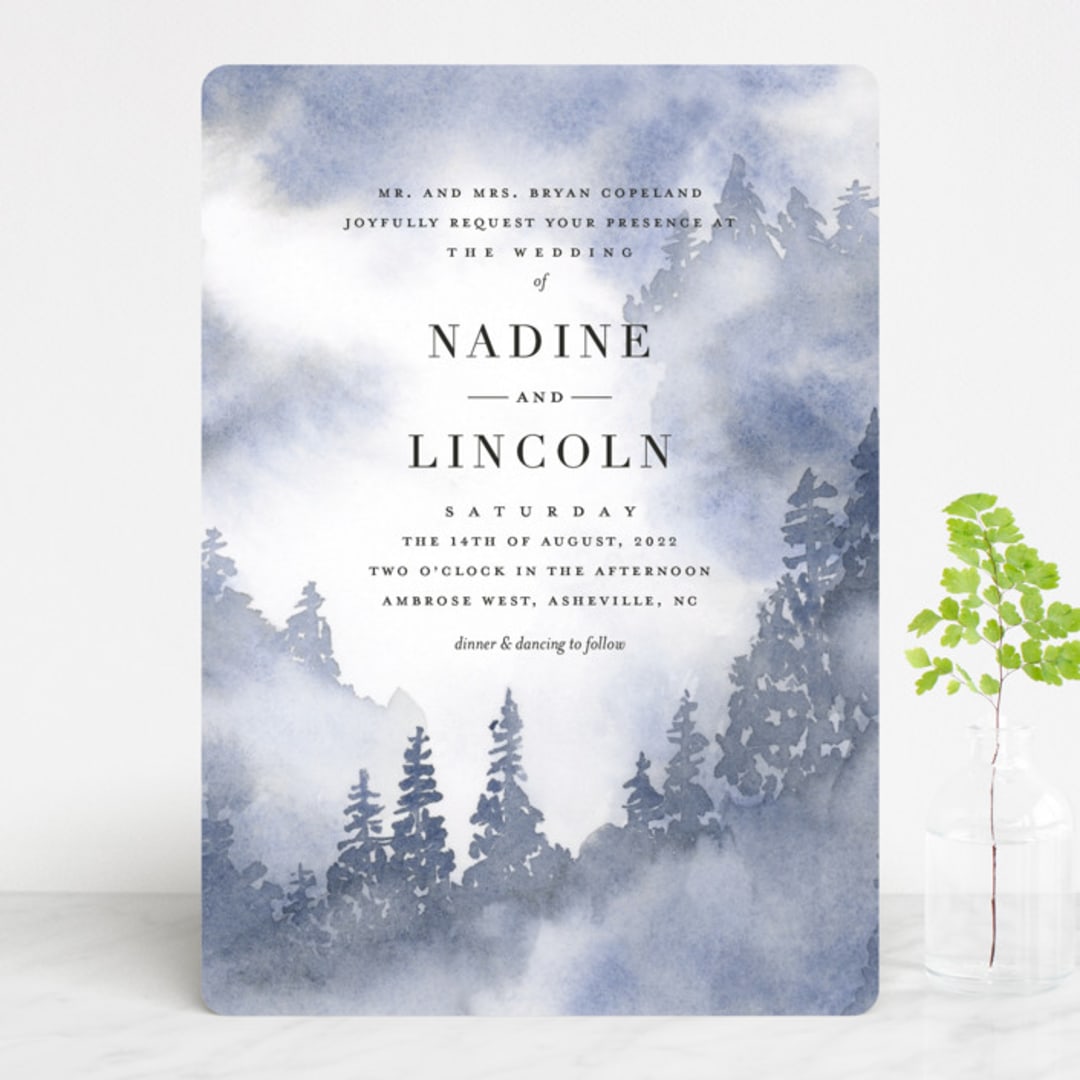 "Misty trees" - Wedding Invitations in Frost by Stacey Meacham - Front