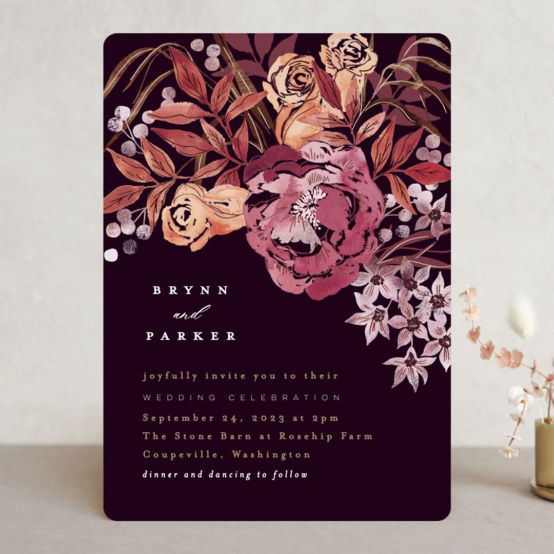 "Fall Floral" - Wedding Invitations in Mauve by Alethea and Ruth - Front