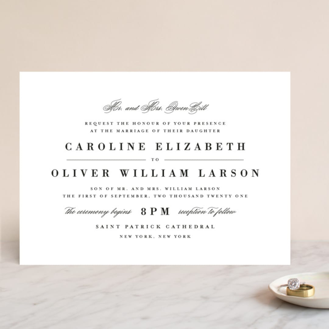 "At Last" - Wedding Invitations in Onyx by Lauren Chism - Front
