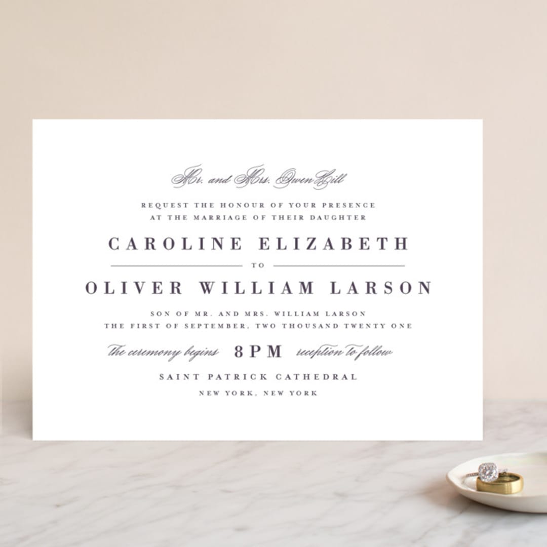 "At Last" - Wedding Invitations in Eggplant by Lauren Chism - Front