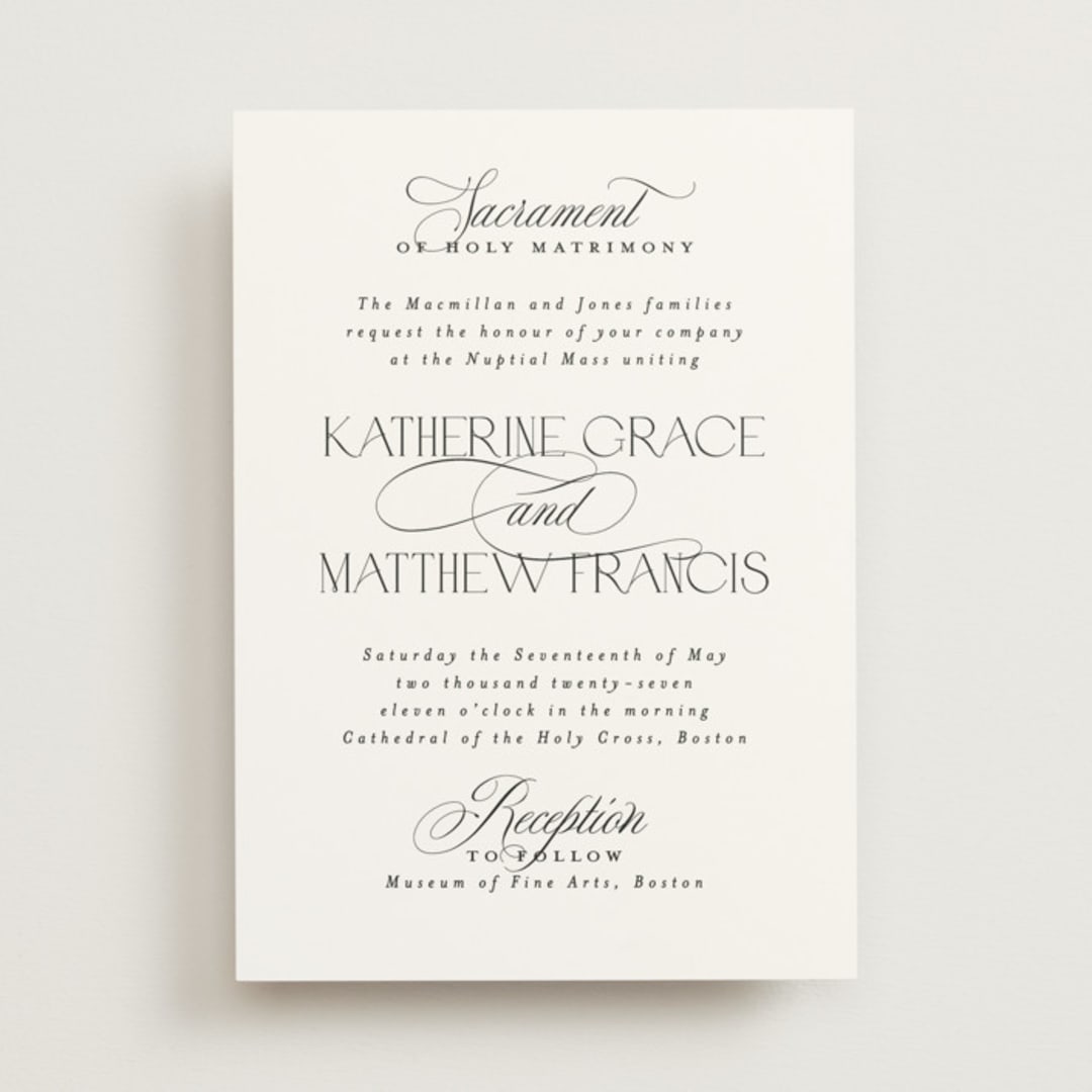"Sacrament" - Wedding Invitations in Cloud by Heather Cairl - Front