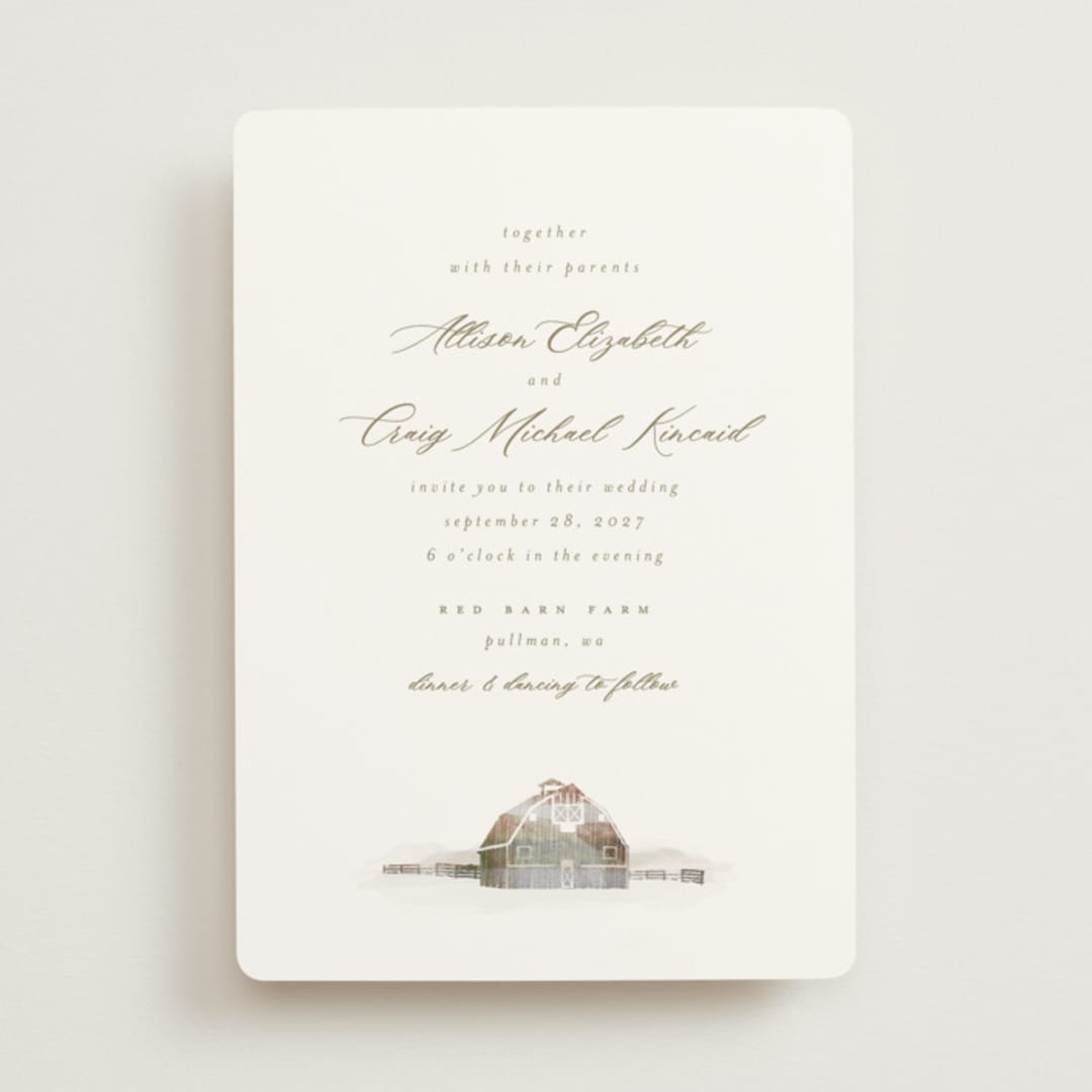 "Rustic Barn" - Wedding Invitations in Fawn by AK Graphics - Front