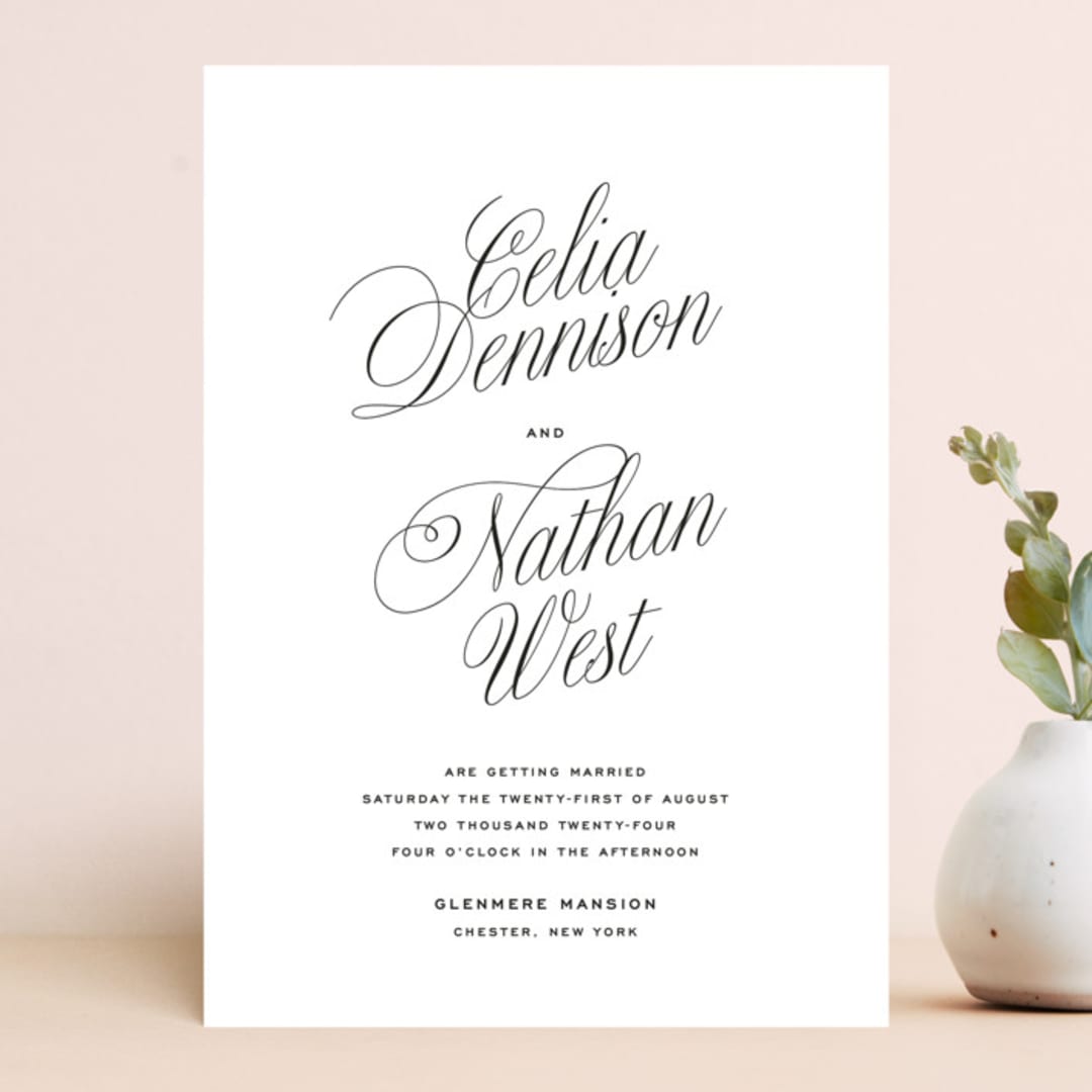 "Stacked Script" - Wedding Invitations in Classic by Olivia Kanaley Inman - Front