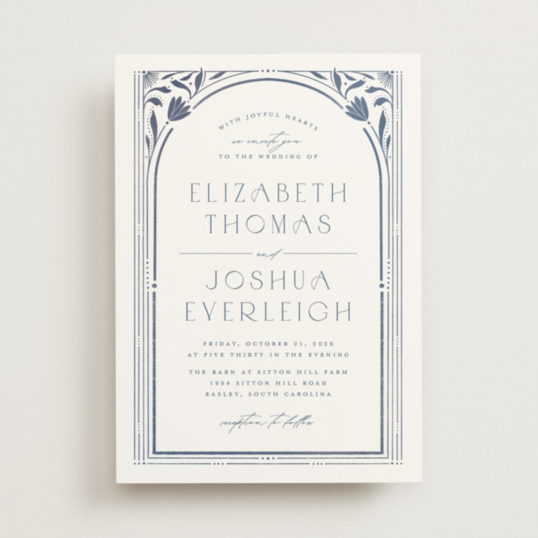 "Nouveau Frame" - Wedding Invitations in Delphinium by Ashley DeMeyere - Front