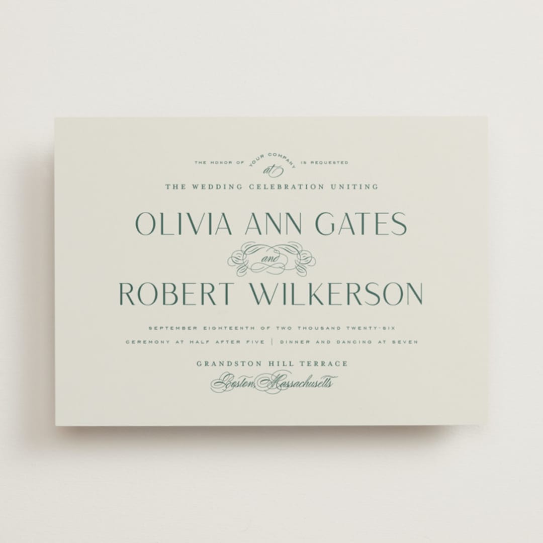"Chantilly" - Wedding Invitations in Emerald by Kimberly Morgan - Front