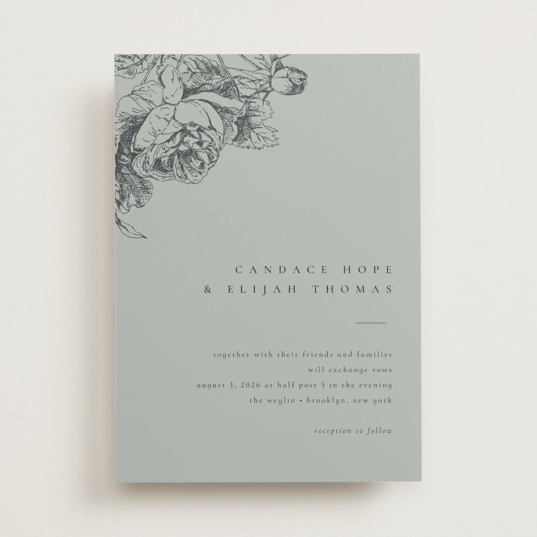 "Delicate" - Wedding Invitations in Eucalyptus by Emily Sabol Goss - Front