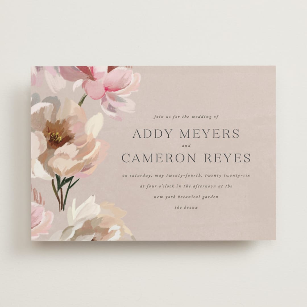 "Chalk Floral" - Wedding Invitations in Dove by Olivia Kanaley Inman - Front