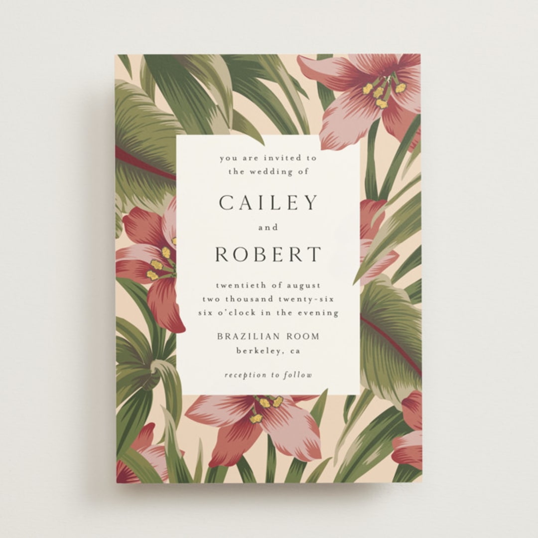 "Tropical Flowers" - Wedding Invitations in Sunrise by Jennifer Holbrook - Front